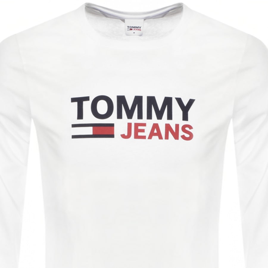 Alternative Image for ProductTommy Jeans Logo Long Sleeve T Shirt White2